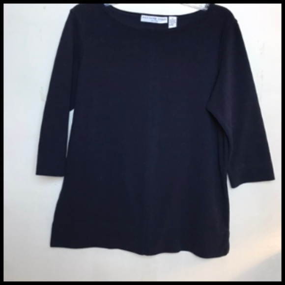 Josephine Chaus Petite Sweaters - Black 3/4 Sleeve Close Knit Sweater Top Size M